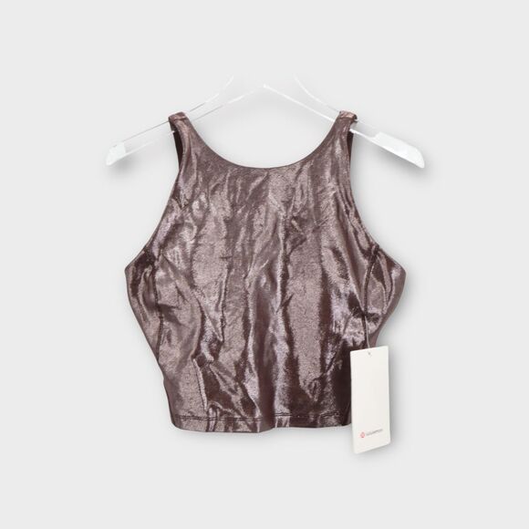 Lululemon Align High Neck Tank Radiate Foil Print French Press Brown Size 10 NWT - Picture 1 of 8